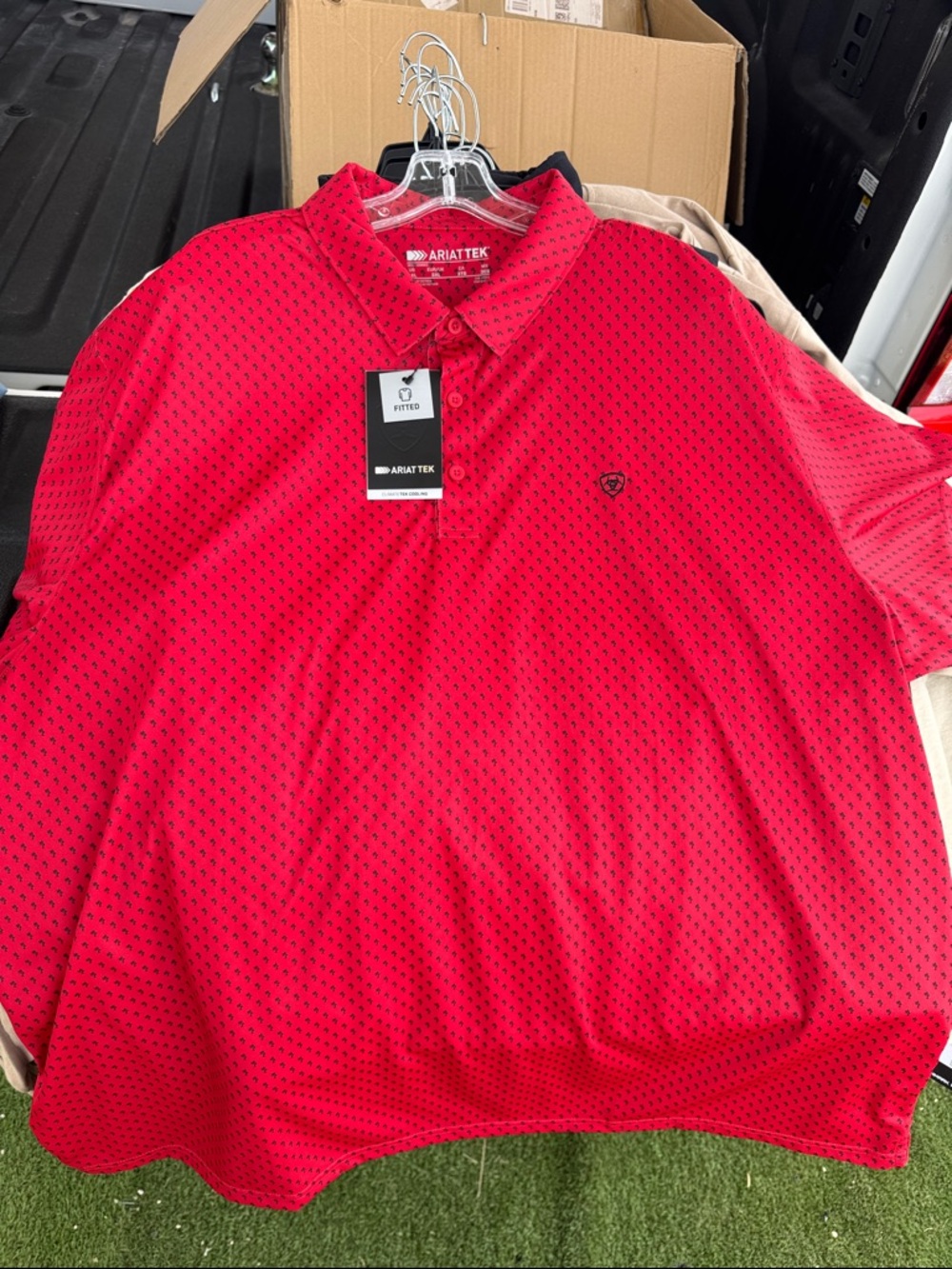 Ariat Red Micro-Print Performance Polo